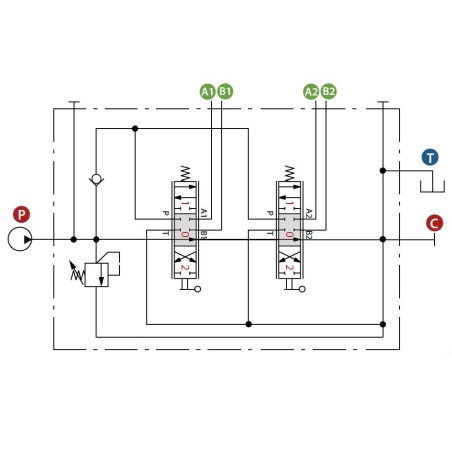 2 Sektion-Monoblockventil SD5/2-P 3/8" Max 315 bar Walvoil