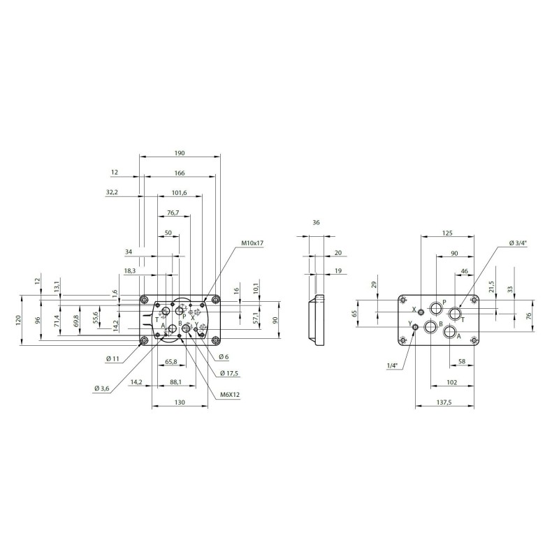 Grundplatte Cetop 07 - NG16 Yuken Hydraulics