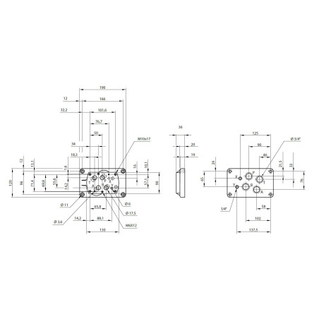 Grundplatte Cetop 07 - NG16 Yuken Hydraulics