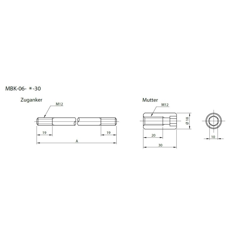 Zuganker Cetop 08 - NG25 Yuken Hydraulics