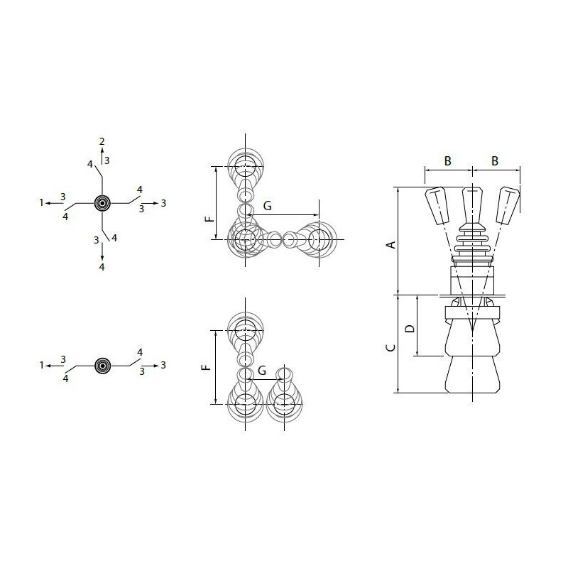 2-Achsen Joystick SW zum schalten von 2 oder 4 ON/OFF Funktionen Hydraulic Master