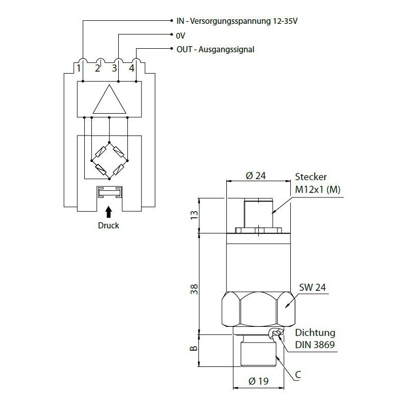 Druckmessumformer PTE IN 12-35V ELETTROTEC