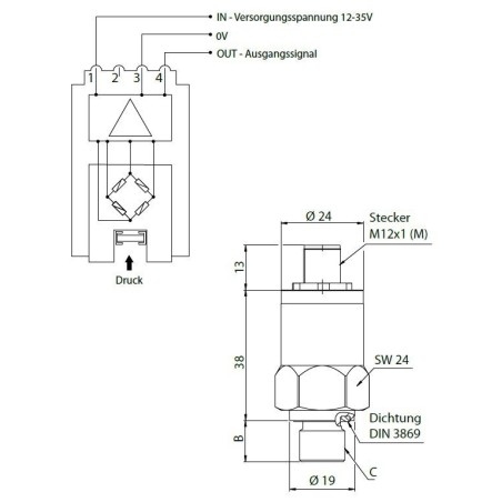 Druckmessumformer PTE IN 12-35V ELETTROTEC