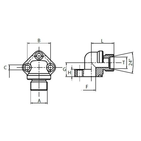 Pumpenflansch RGAD 3 Loch Winkelflansch mit Rohranschluss Material: verzinkter Stahl Hydraulic Master