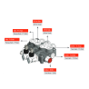 Hydraulic valve 5 sections HM line 60 l/min  16 gpm 24 V double acting for cylinder spool + Remote radio on/off