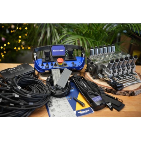 Walvoil DPX 100 6-Wege-Ventil + RC 400 Maxi mit 2 Joysticks