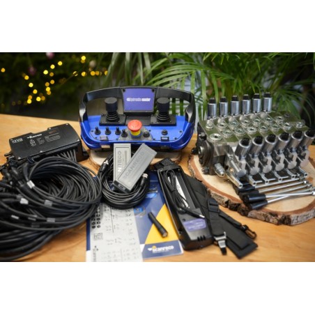 Walvoil DPX 100 6-Wege-Ventil + RC 400 Maxi mit 2 Joysticks