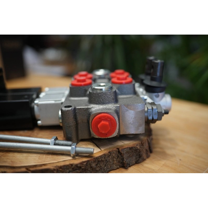 Elektromagnetisches Steuerventil Q75 2 -Spool, 90 L/Min  Elektrisch Solenoid 24V + Hebel