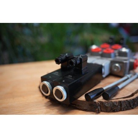 Elektromagnetisches Steuerventil Q75 2-Spool, 90 L/Min  Elektrisch Solenoid 12V + Hebel