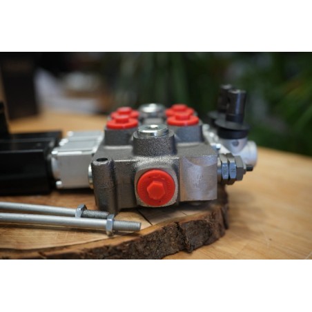 Elektromagnetisches Steuerventil Q75 2-Spool, 90 L/Min  Elektrisch Solenoid 12V + Hebel