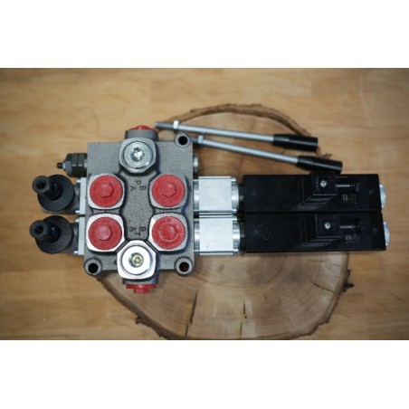 Elektromagnetisches Steuerventil Q75 2-Spool, 90 L/Min  Elektrisch Solenoid 12V + Hebel