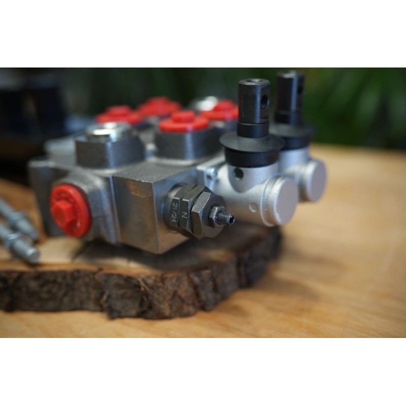 Elektromagnetisches Steuerventil Q75 2-Spool, 90 L/Min  Elektrisch Solenoid 12V + Hebel