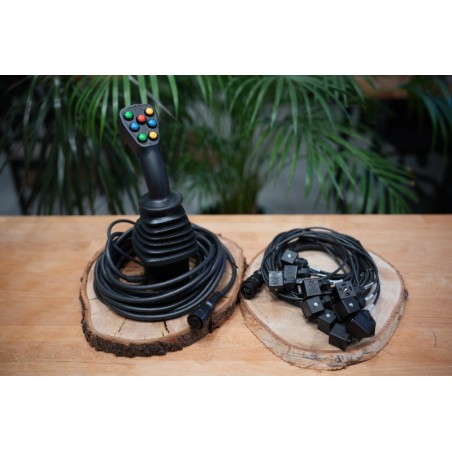 4 Postion Joystick With  Buttons For 5 Spool Valve 12/24 V On/Off DIN Plugs Complete Wires Kit