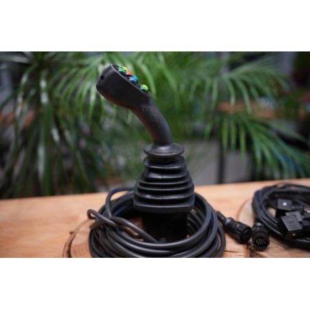 4 Postion Joystick With  Buttons For 5 Spool Valve 12/24 V On/Off DIN Plugs Complete Wires Kit