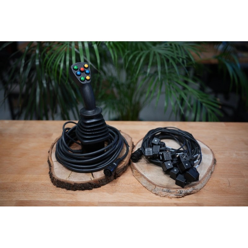 4 Postion Joystick With  Buttons For 5 Spool Valve 12/24 V On/Off DIN Plugs Complete Wires Kit