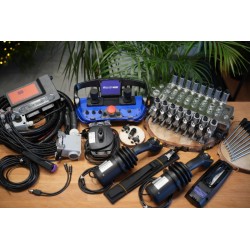 Komplettsystem Steuerblock 8-fach Vollproportional 90 l/min + Joysticks mit Funksteuerung Forstkran Palfinger Palms 12V/24V