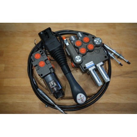 Hydraulik-steuerventil Kit 3 Funktionen Doppeltwirkend Traktor Lader  Joystick  80 l/min