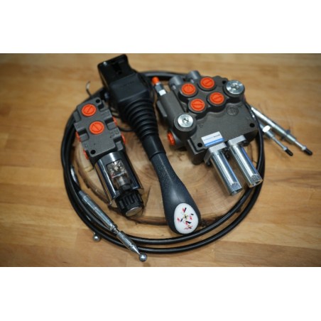 Hydraulik-steuerventil Kit 3 Funktionen Doppeltwirkend Traktor Lader  Joystick  80 l/min