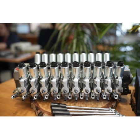 10 Funktionen Walvoil DPX100 mit 1 Joystick mit MTH-Griff + Steuergerät mit Elektronik für die Erweiterung