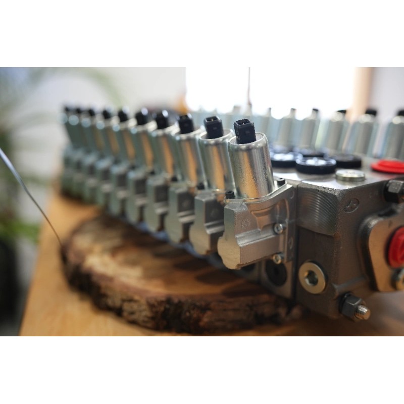 10 Funktionen Walvoil DPX100 mit 1 Joystick mit MTH-Griff + Steuergerät mit Elektronik für die Erweiterung