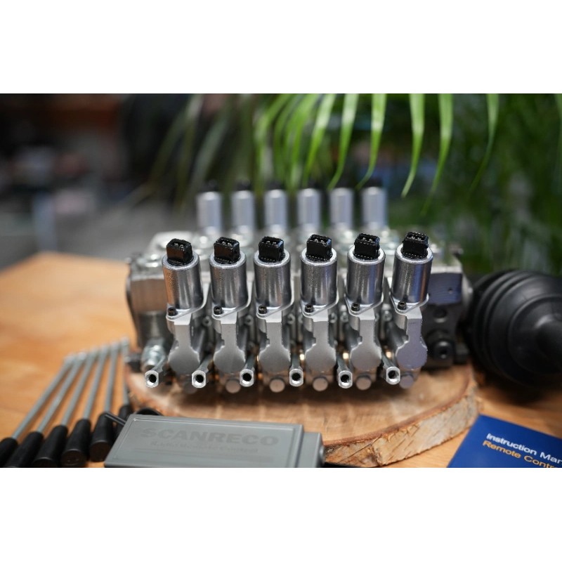 Walvoil DPX100 Proportionalventil + Scanreco RC400 mit 6-Funktions-Joysticks