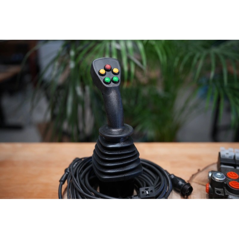 4 positions joystick 5 buttons + Monoblock Vave 4-spool hydraulic solenoid 50 l/min 13GPM 24VDC