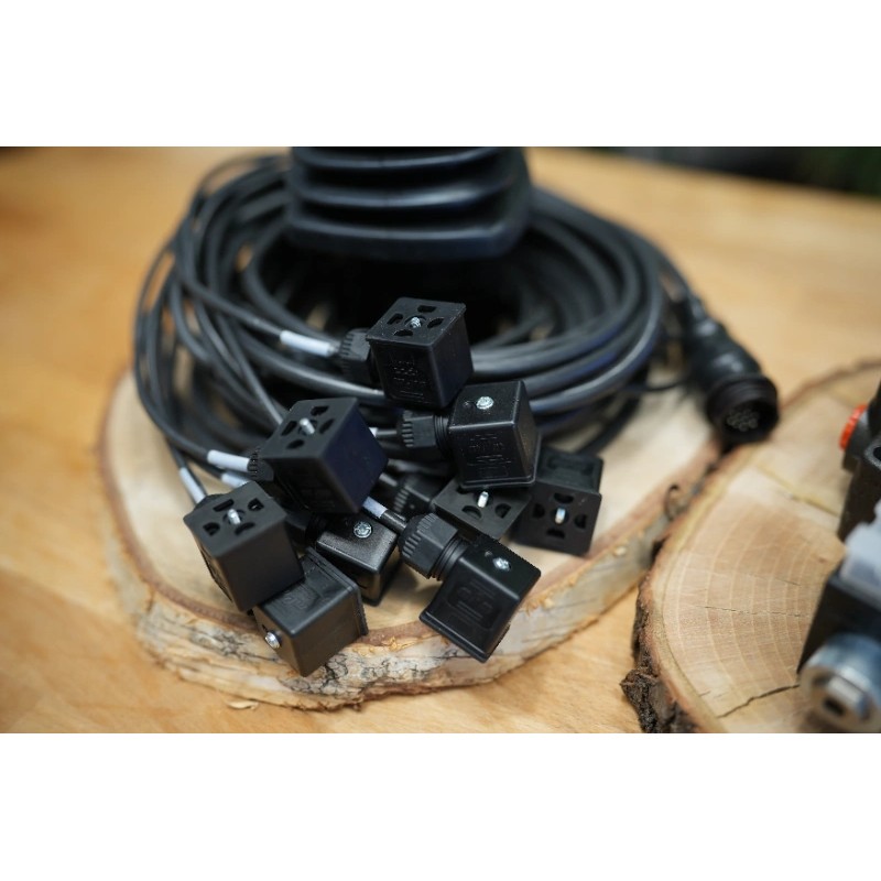 4 positions joystick 5 buttons + Monoblock Vave 4-spool hydraulic solenoid 50 l/min 13GPM 24VDC