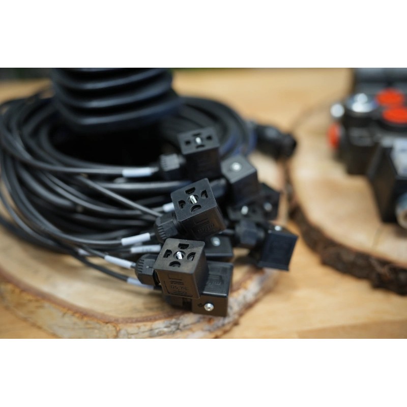4 positions joystick 5 buttons + Monoblock Vave 4-spool hydraulic solenoid 80 l/min 13GPM 24VDC