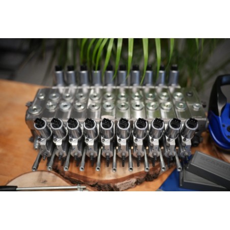 Walvoil DPX100-Ventil mit 10 Funktionen und Scanreco RC400 G2B mit 3 Joysticks
