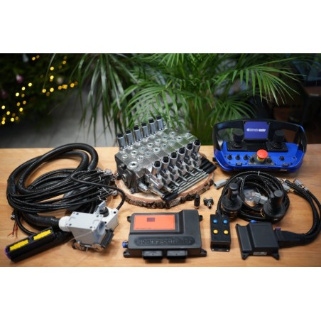 2 Mini-Joysticks Otto + Scanreco-Fernbedienung für Walvoil DPX100 6 Funktions Kran