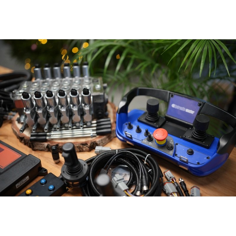 2 Mini-Joysticks Otto + Scanreco-Fernbedienung für Walvoil DPX100 6 Funktions Kran