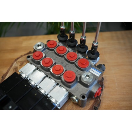 Elektromagnetisches Steuerventil Q75 4 -Spool, 90 L/Min  Elektrisch Solenoid 12V/ 24V + Hebel