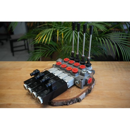 Galtech Q75 4 Sektionen Wegeventil 90 L/Min 24 GPM Elektrisch Solenoid 24V + Hebel