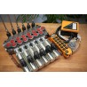 Hydraulikventil 6 Sektionen HM line, 60 l/min (16 gpm), 12 V, doppeltwirkend für Zylinderschieber + Funkfernbedienung (Ein/Aus)