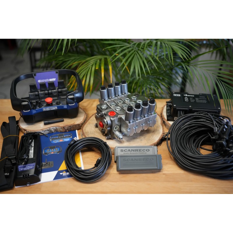 Elektrisches Ventil Walvoil DPX050, 4-fach + Fernbedienung Scanreco Mini G2B
