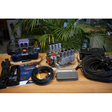 Elektrisches Ventil Walvoil DPX050, 4-fach + Fernbedienung Scanreco Mini G2B