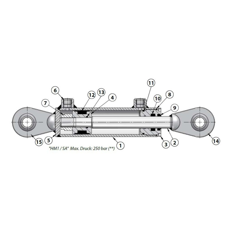 Doppeltwirkende Zylinder HM1 / SA 250 bar DW32/20, DW40/20, DW40/25 Contarini