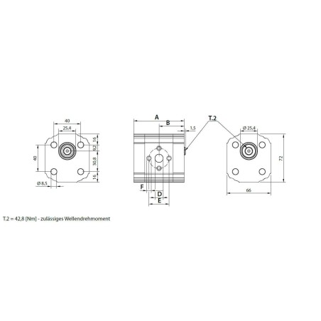 Mittelsektion Außenzahnradpumpe Baugröße 1 XV-Serie EINPASS Ø25,4 M6x1 Vivoil