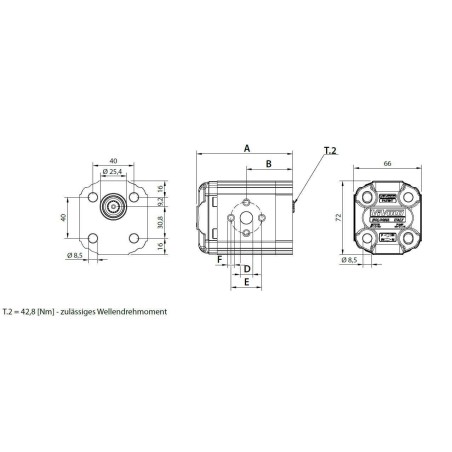 Endsektion Außenzahnradpumpe Baugröße 1 XV-Serie EINPASS Ø25,4 M6x1 Vivoil